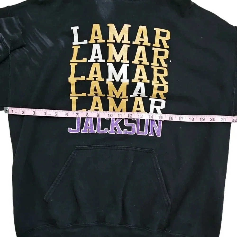 Lamar Jackson Mens Large Hoodie Black Graphic Fleece Sweatshirt Rare Streetwear - Picture 6 of 7